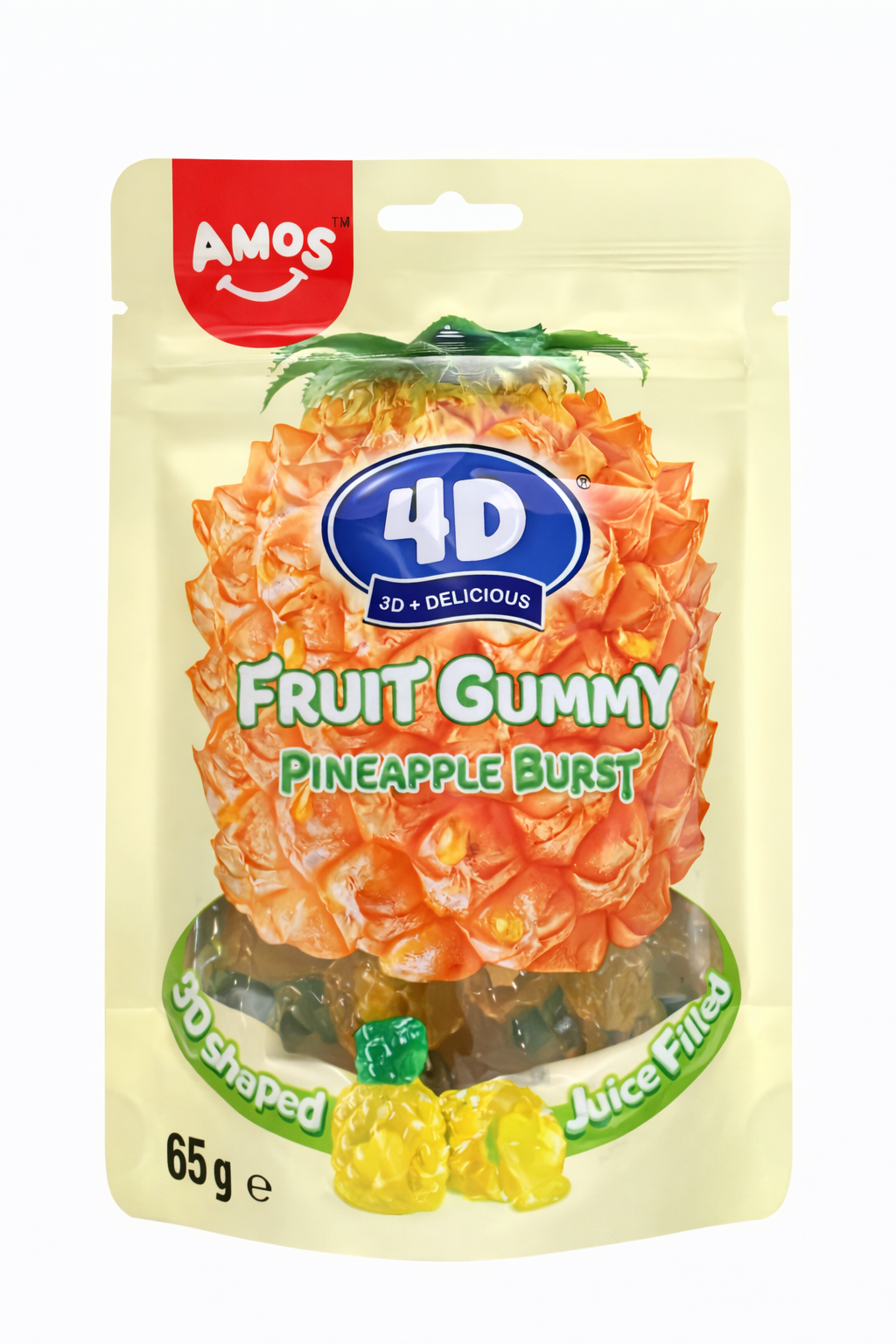 AMOS 4D Fruit Gummy Pineapple Burst 65g