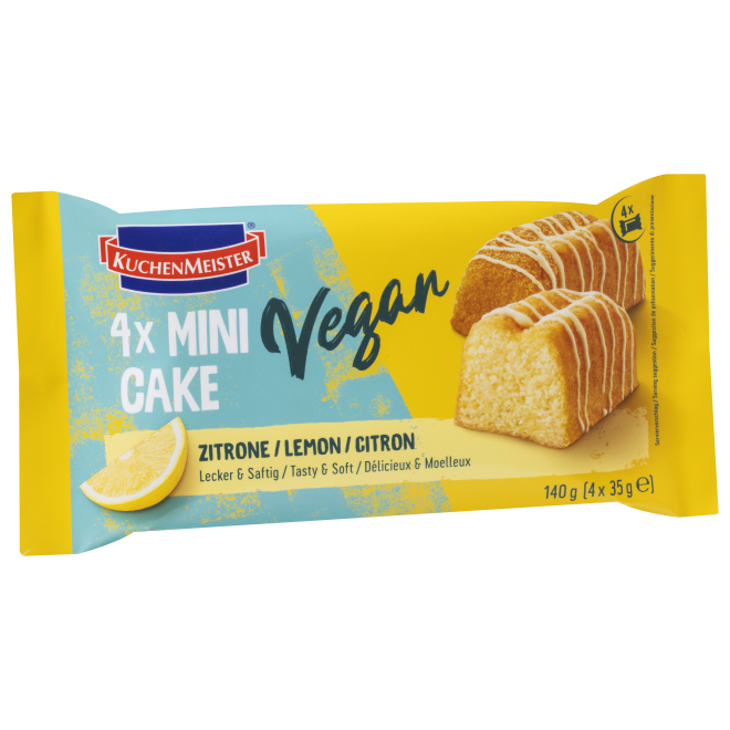 KuchenMeister Mini Cake Zitrone Vegan 4x35g - MHD 21.10.2025 - Auslaufartikel