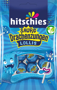 Hitschies Saure Drachenzungen Lollis blau 128g