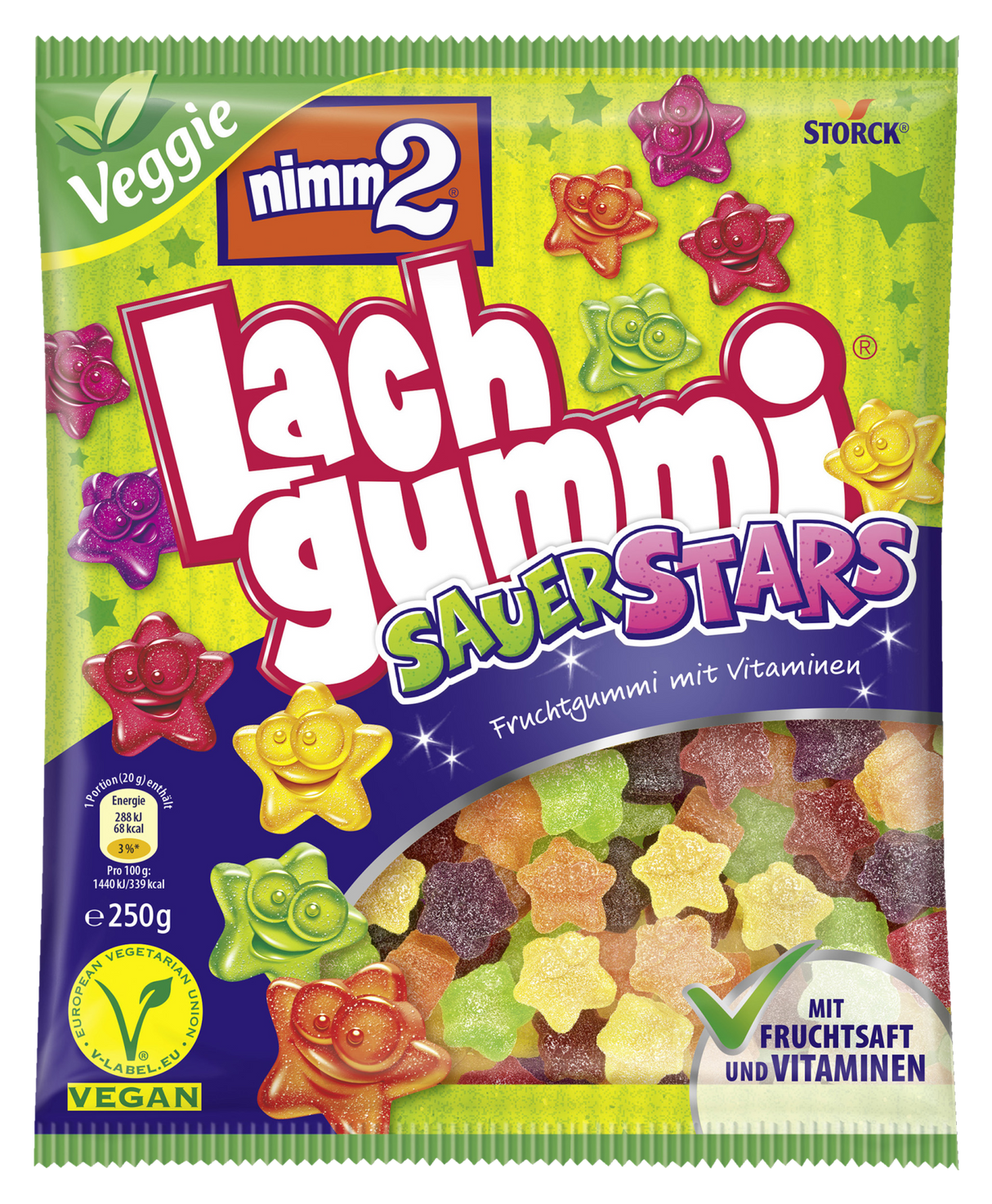 nimm 2 Lachgummi Sauer Stars 250g