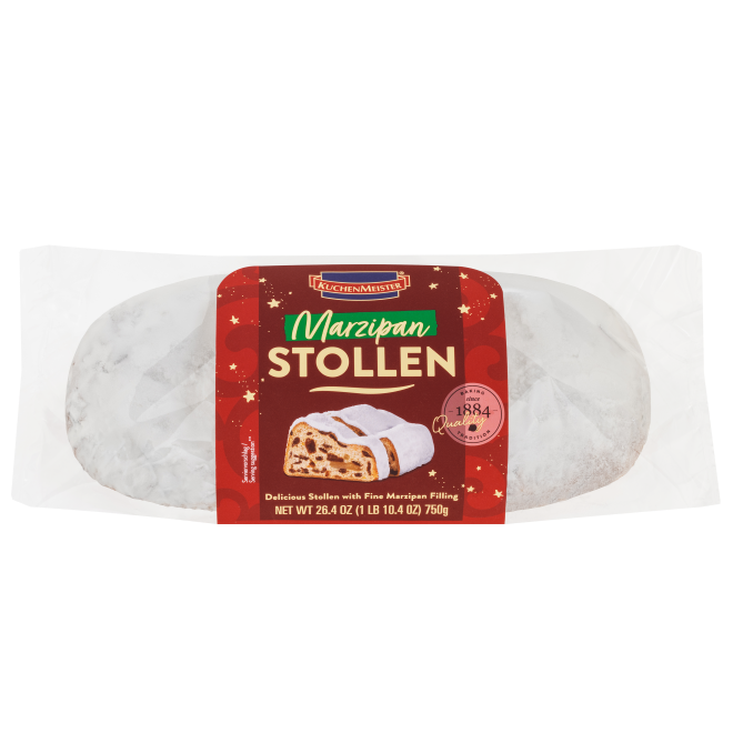 KuchenMeister Marzipan Stollen mit Rosinen 750g - 2. Wahl/B-Ware