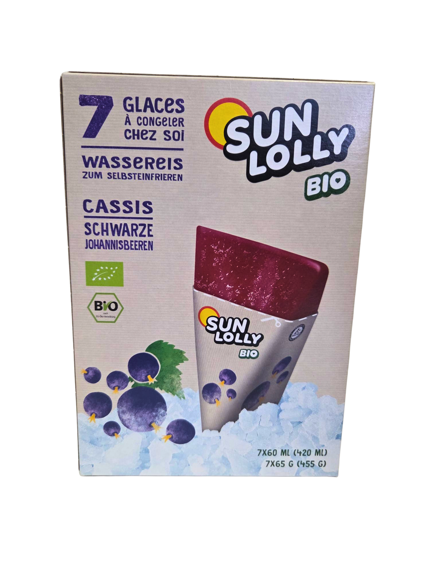 Sun Lolly Wassereis Schwarze Johannisbeere Bio 7 x 60 ml