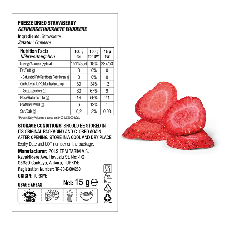 POL'S FREEZE FRESH Gefriergetrocknete Fruchtchips Erdbeerscheiben 15g