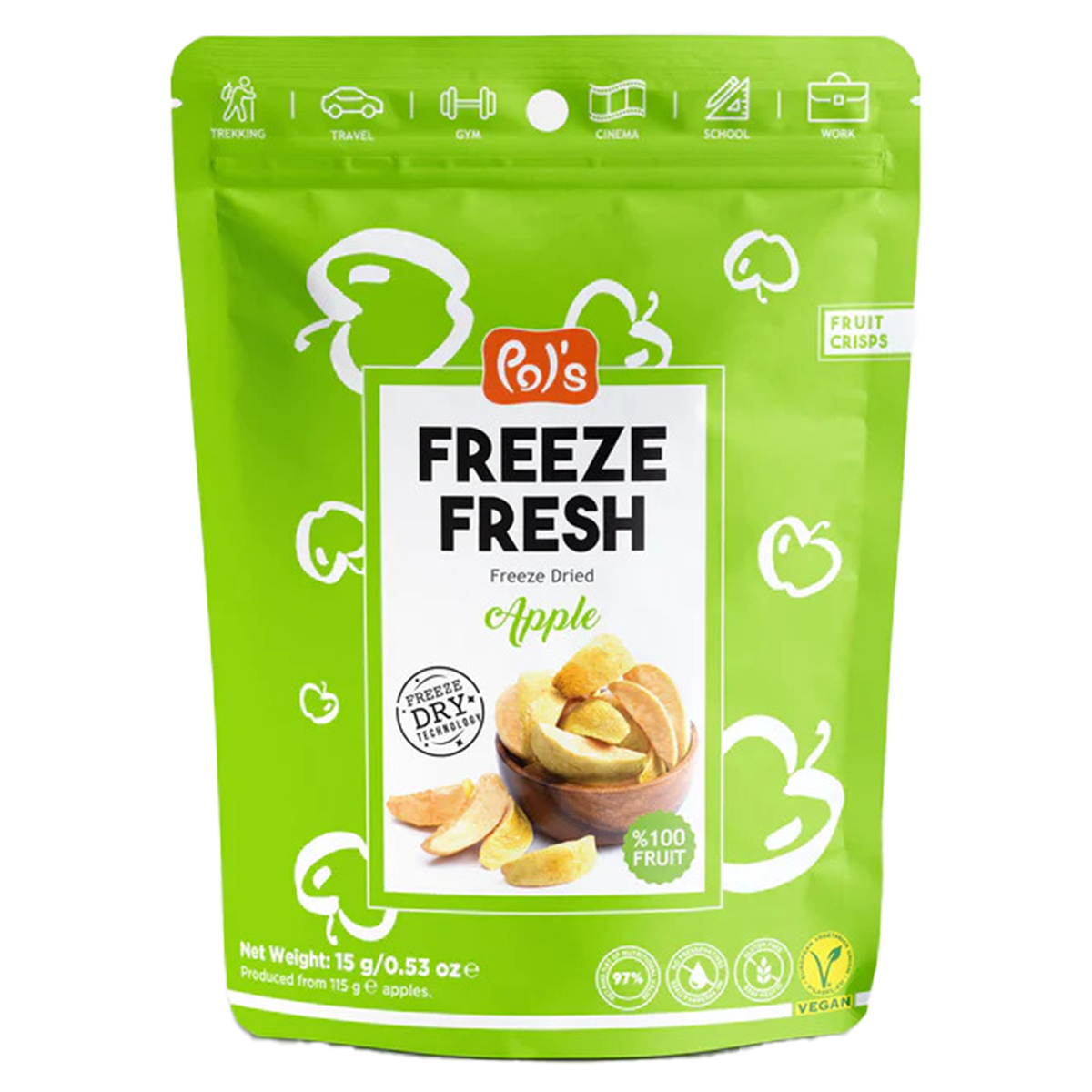 POL'S FREEZE FRESH Gefriergetrocknete Äpfel Fruchtchips 15g