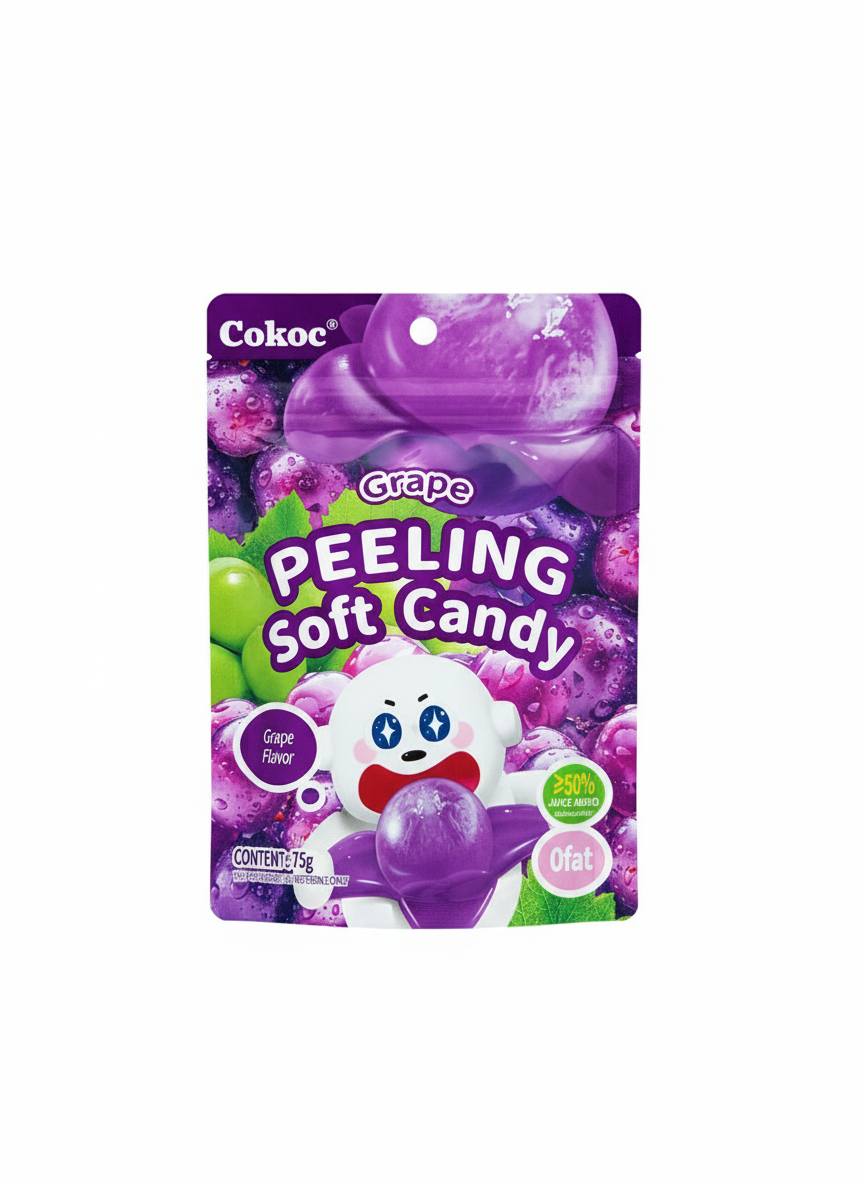 Cokoc Peeling Soft Candy Grape Halal 75g