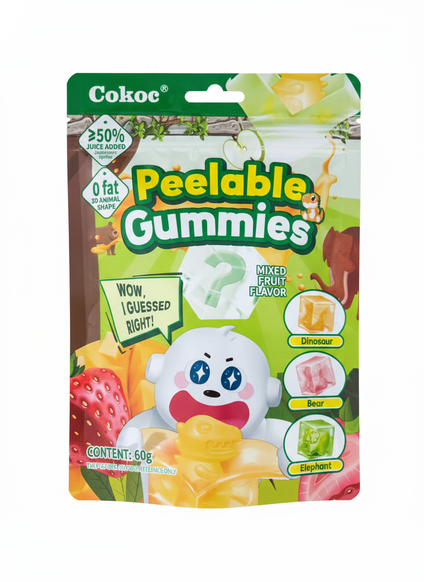 Cokoc Peeling Soft Candy Mixed Fruit Flavor Halal 60g