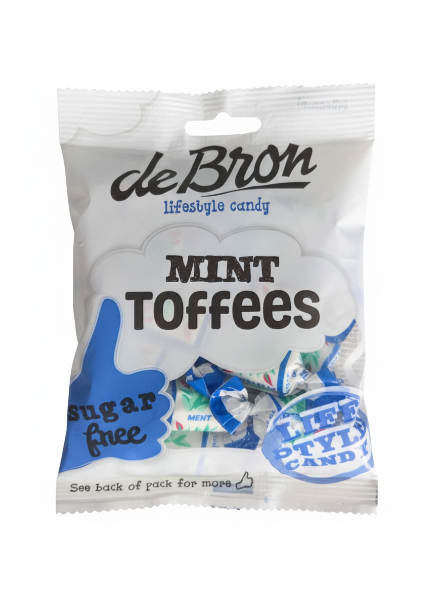 De Bron Mint Toffees Sugarfree 90g