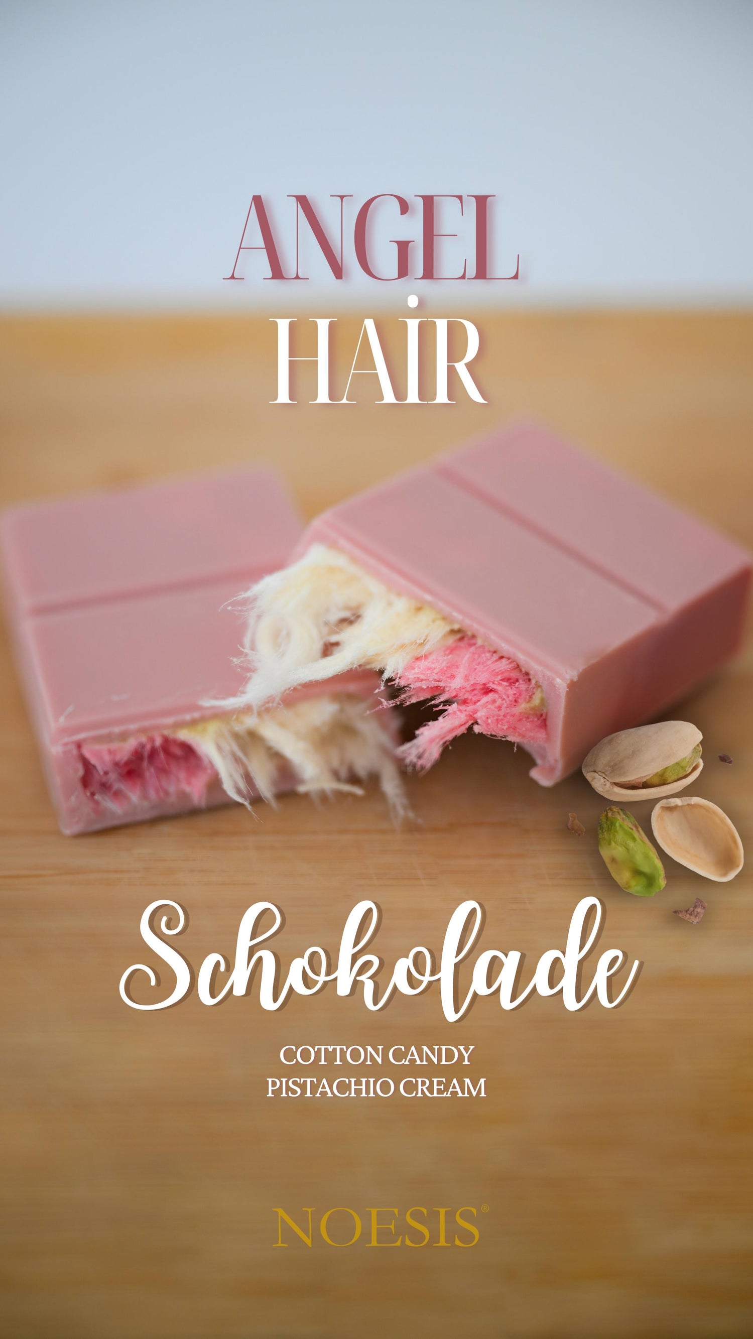 Noesis Angel Hair Ruby Schokolade mit Pistaziencreme & türkischer Zuckerwatte 75g