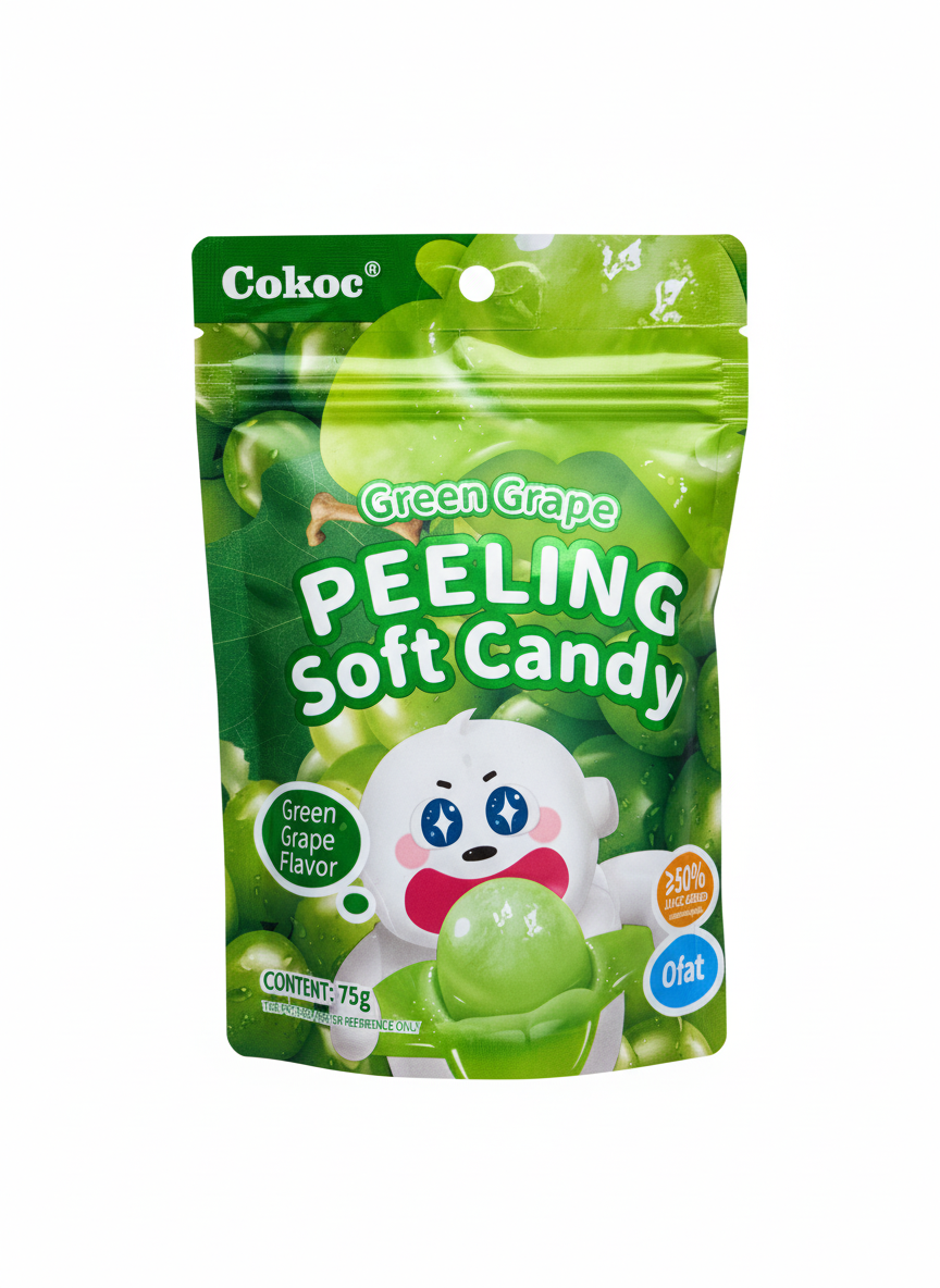 Cokoc Peeling Soft Candy Green Grape Halal 75g