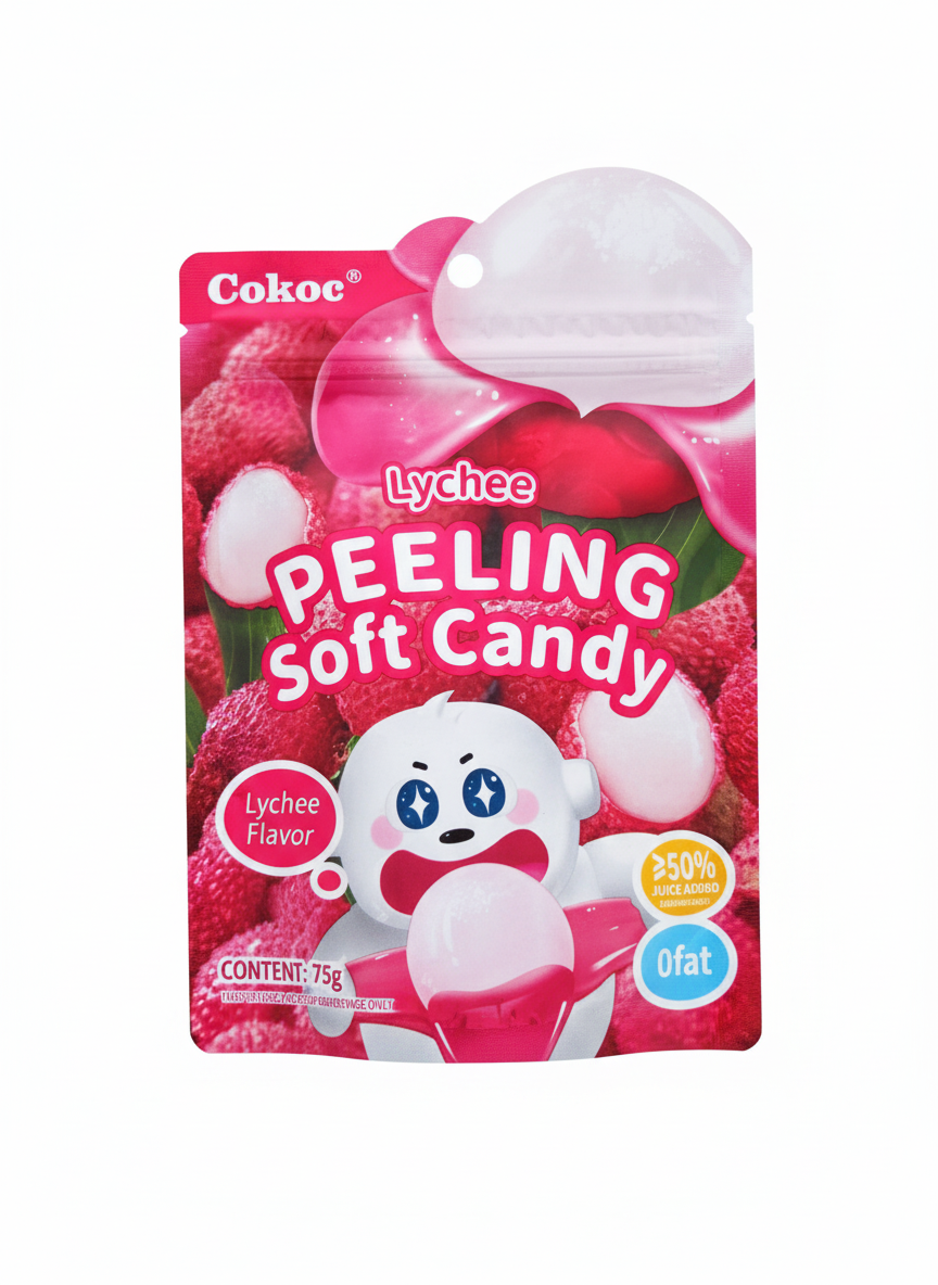 Cokoc Peeling Soft Candy Lychee Halal 75g