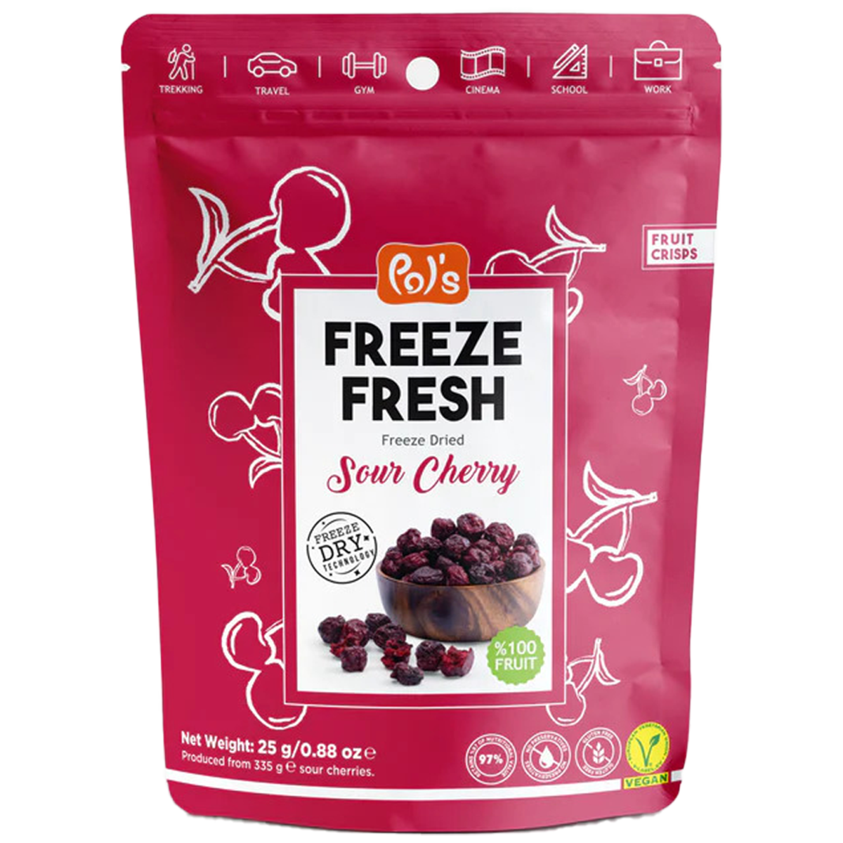 Pol's FREEZE FRESH Gefriergetrocknete Fruchtchips Sauerkirschen 25g