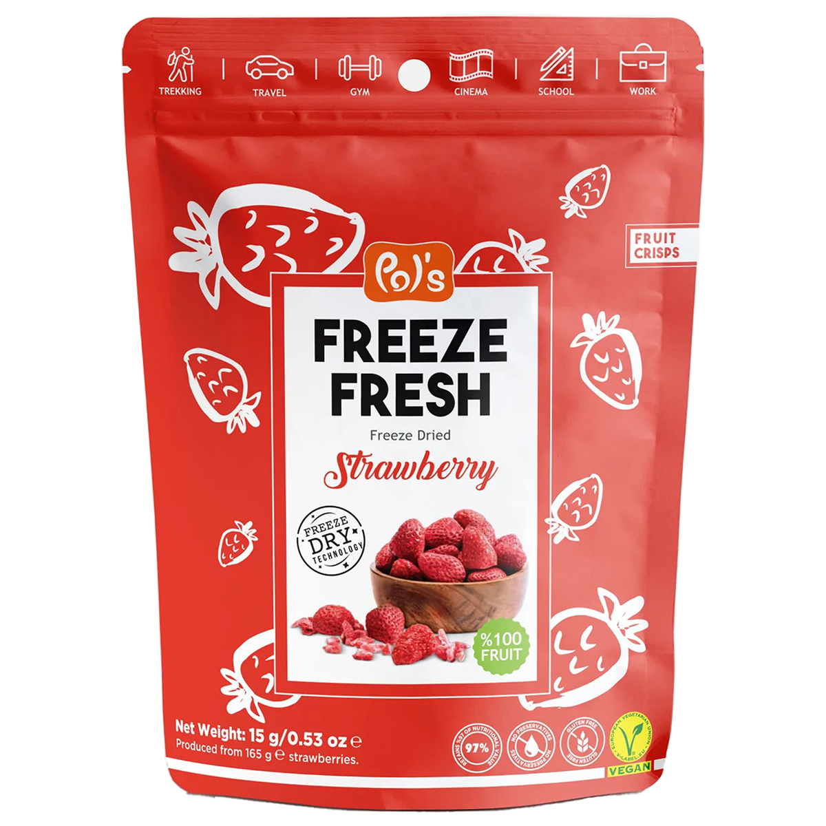 POL'S FREEZE FRESH Gefriergetrocknete Fruchtchips Erdbeeren 15g