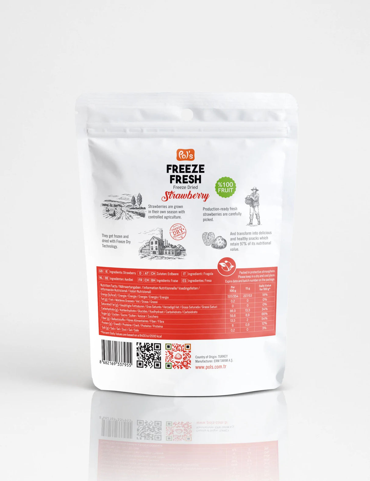 POL'S FREEZE FRESH Gefriergetrocknete Fruchtchips Erdbeeren 15g