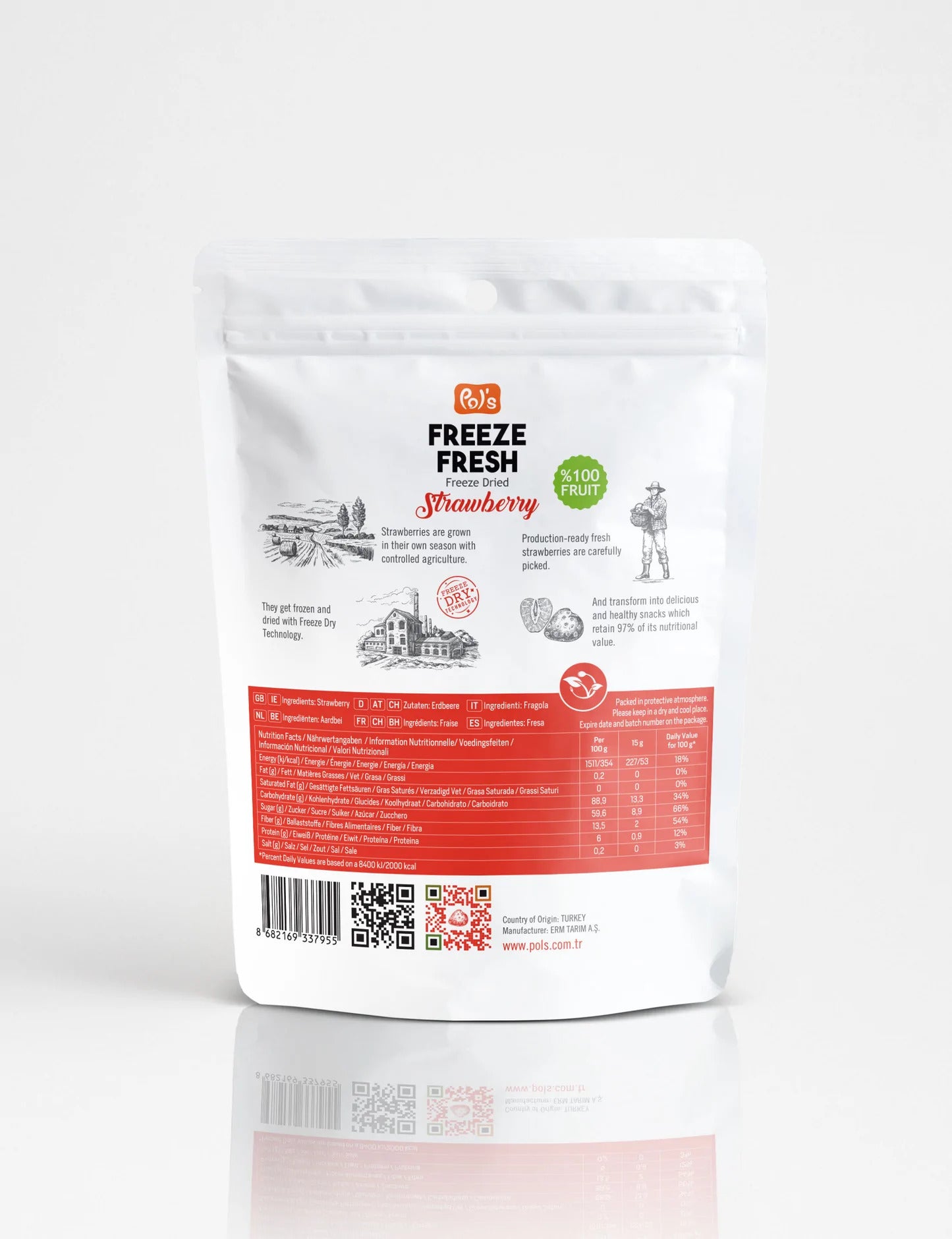 POL'S FREEZE FRESH Gefriergetrocknete Fruchtchips Erdbeeren 15g