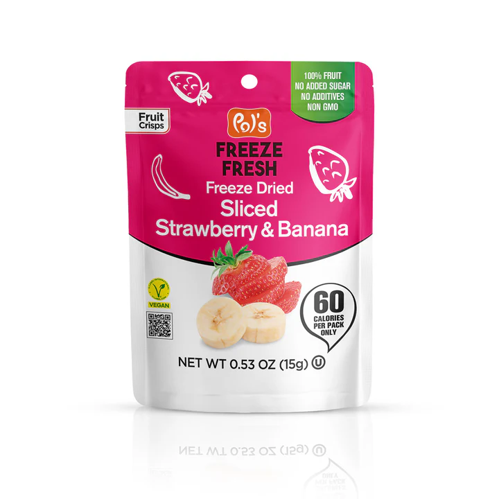 POL'S FREEZE FRESH Gefriergetrocknete Fruchtchips Erdbeer- und Bananenscheiben 15g