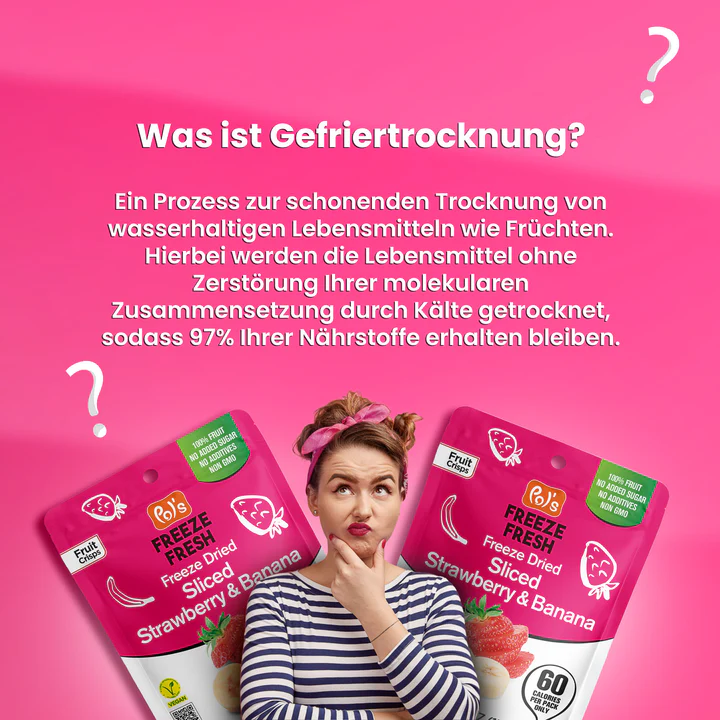 POL'S FREEZE FRESH Gefriergetrocknete Fruchtchips Erdbeer- und Bananenscheiben 15g