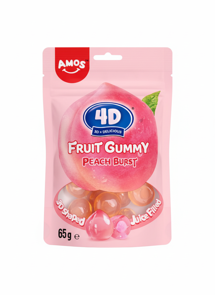 Amos 4D Fruit Gummy Peach Burst 65g
