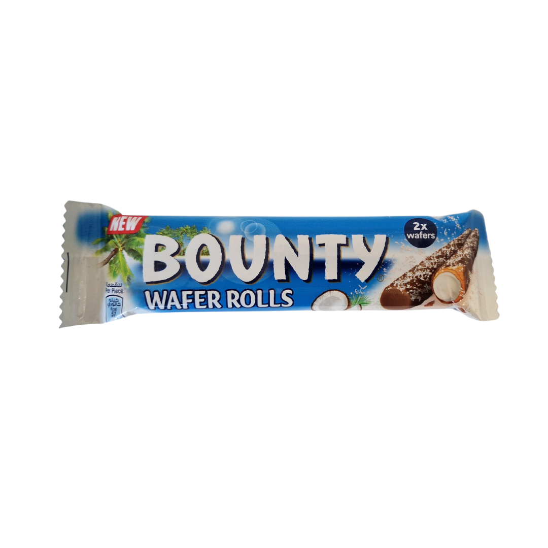 12 x Bounty Wafer Rolls im Set 22,5g - MHD 25.05.2025