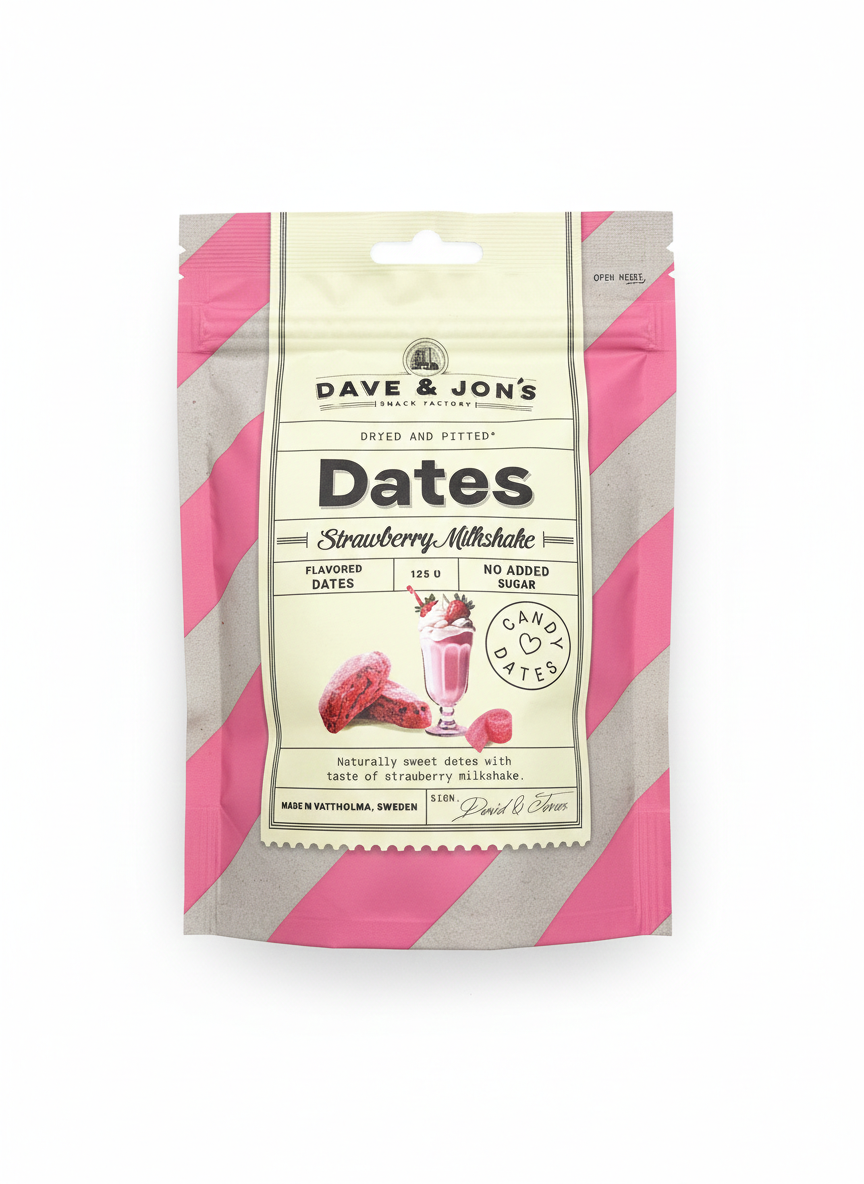 Dave & Jons Dates Strawberry Milkshake 125g