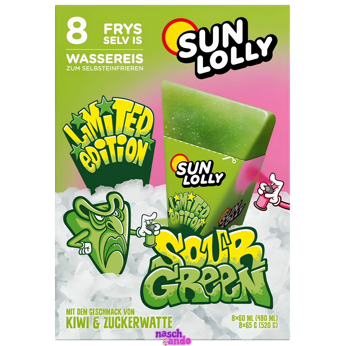 Sun Lolly Wassereis Sour Green Limited Edition 8 x 60 ml