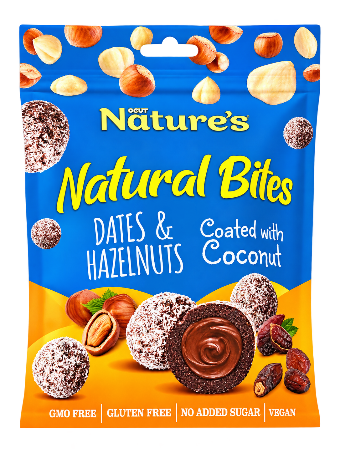 Natural Bites DATES & HAZELNUT mit Kokos 96g