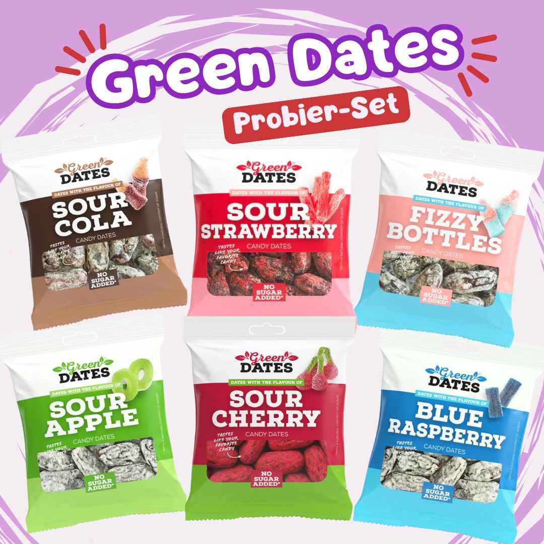 Green Dates Candy Dates kleines Probier-Set 2, 6 x 90g