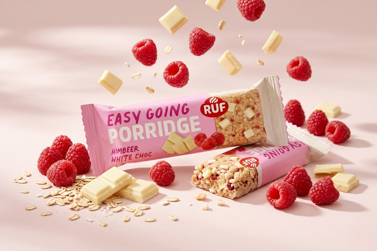 RUF Easy Going Porridge Himbeer White Choc 40g