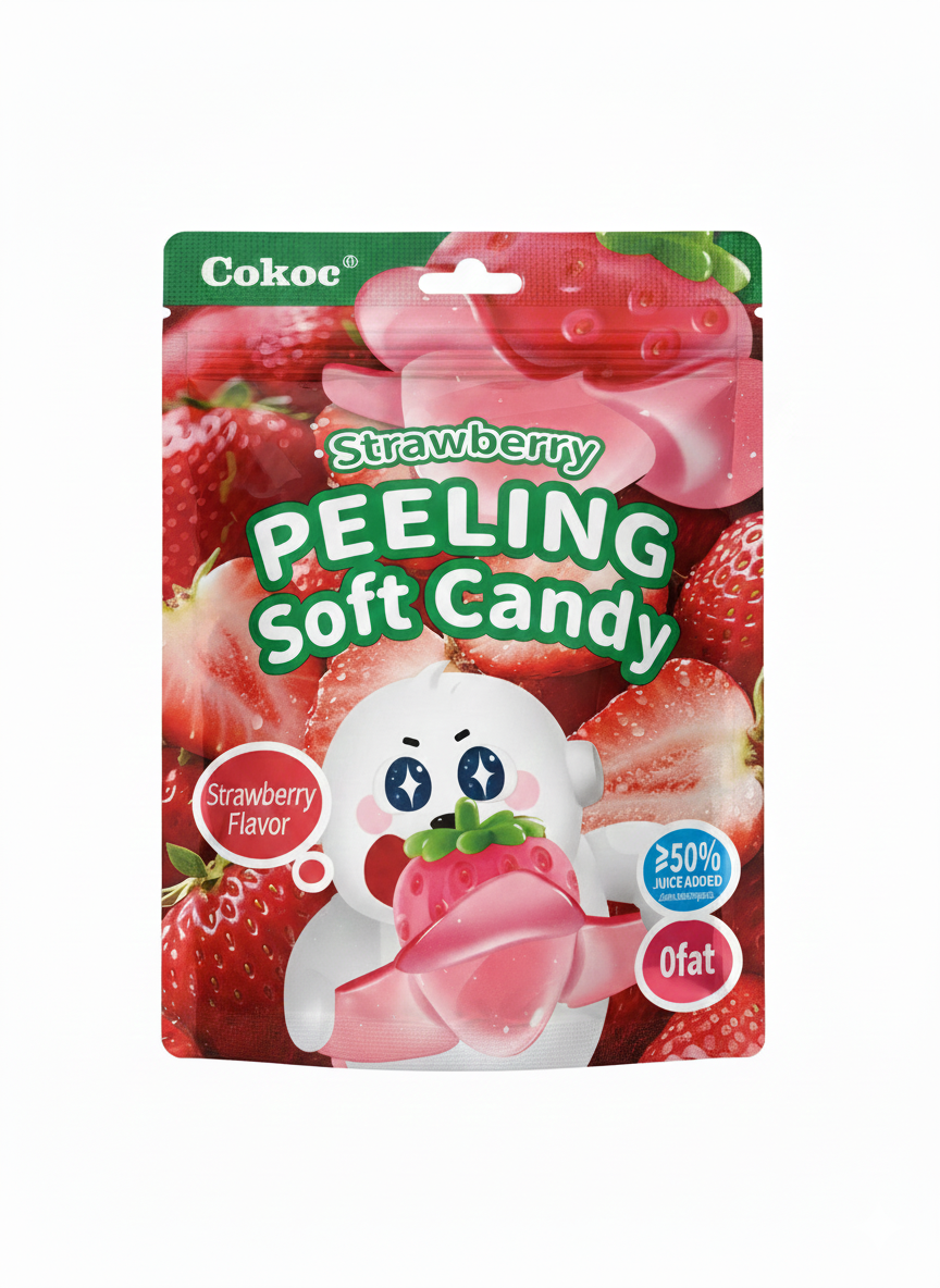 Cokoc Peeling Soft Candy Strawberry Halal 75g
